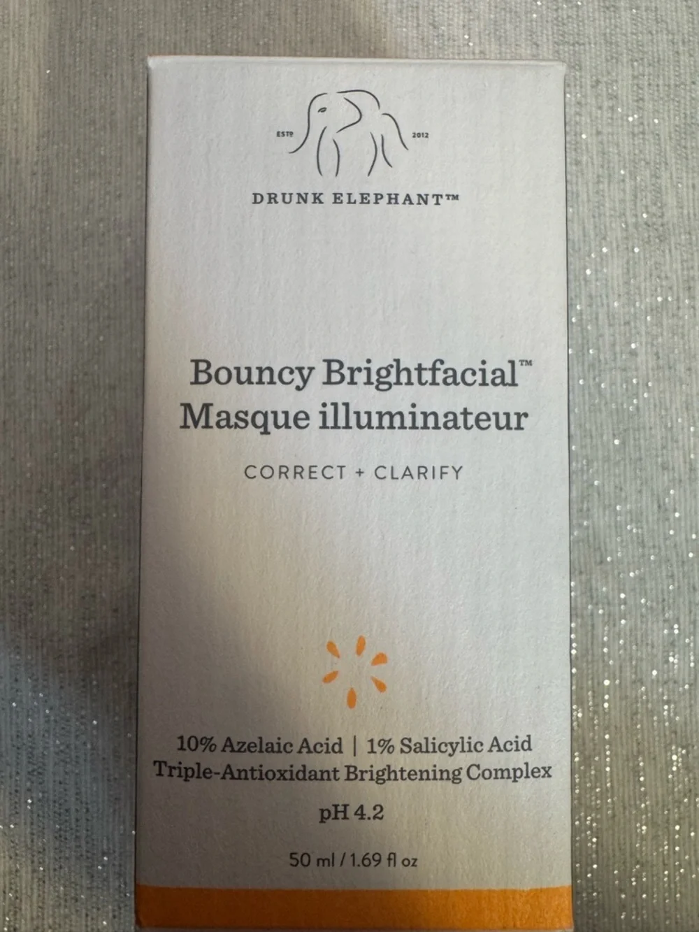 Drunk Elephant Bouncy Brightfacial Masque — White with Orange Accent